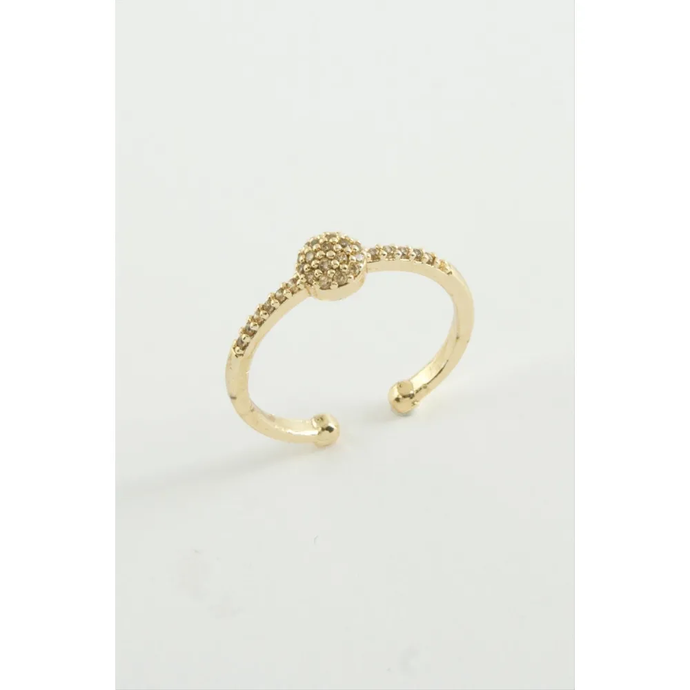 Yuvarlak Zirkon Taşlı Yüzük-Gümüş Rengi