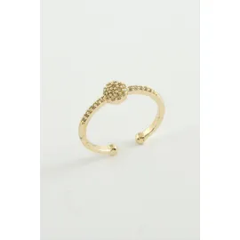 Yuvarlak Zirkon Taşlı Yüzük-Gümüş Rengi