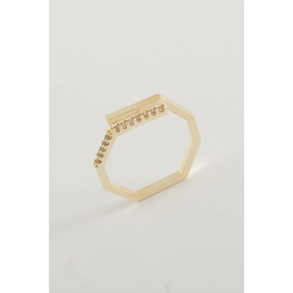 Köşeli Taşlı Yüzük-Sarı