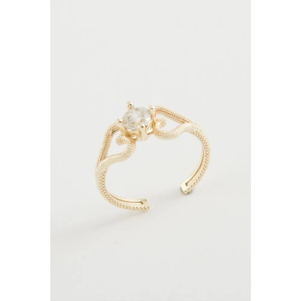 Kalp Tek Taşlı Yüzük-Sarı