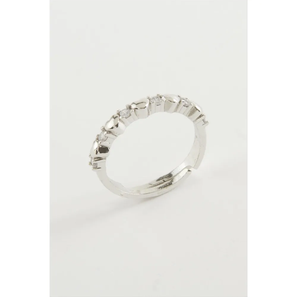 Kalp Taşlı Yüzük-Gümüş Rengi