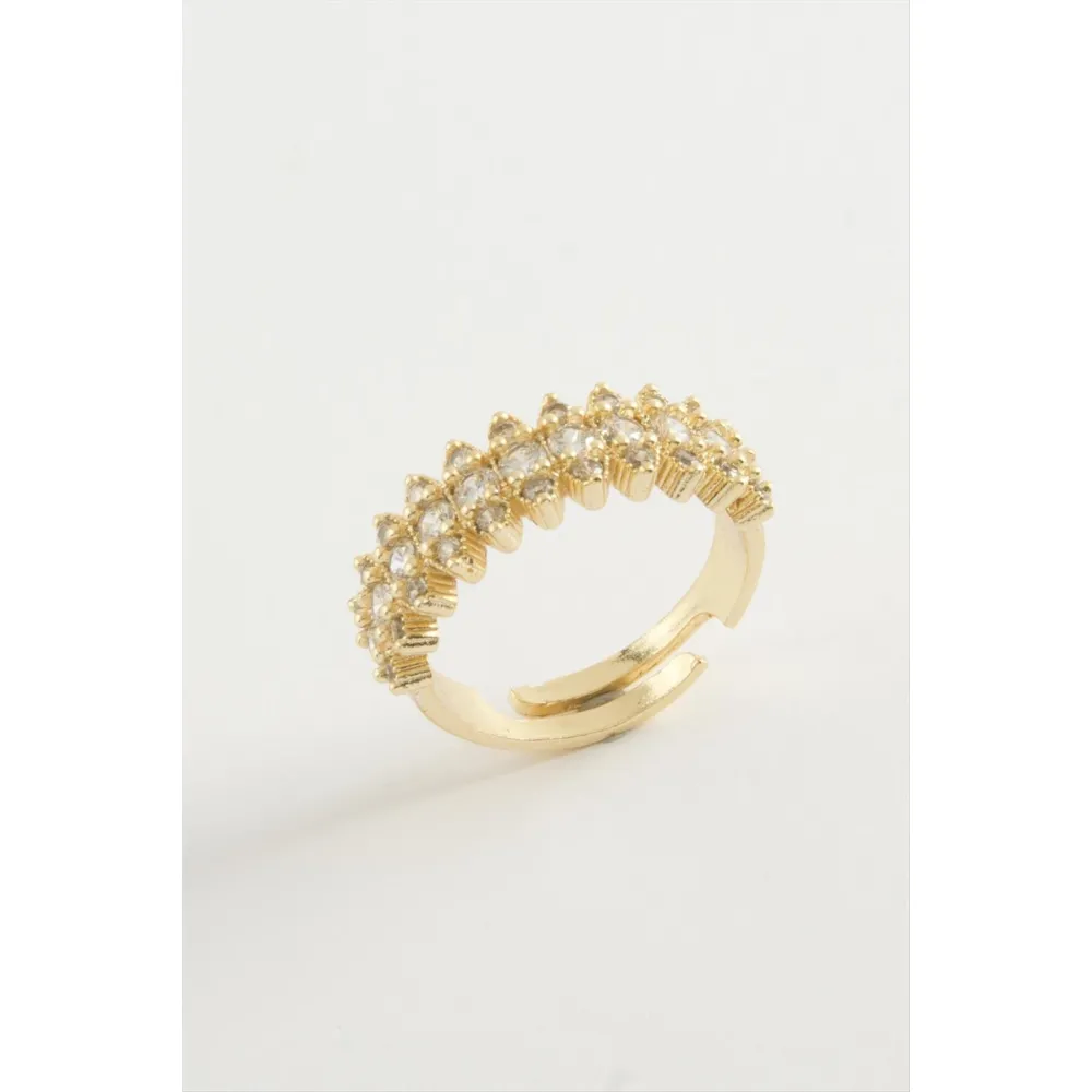 Oval Zirkon Taşlı Yüzük-Sarı