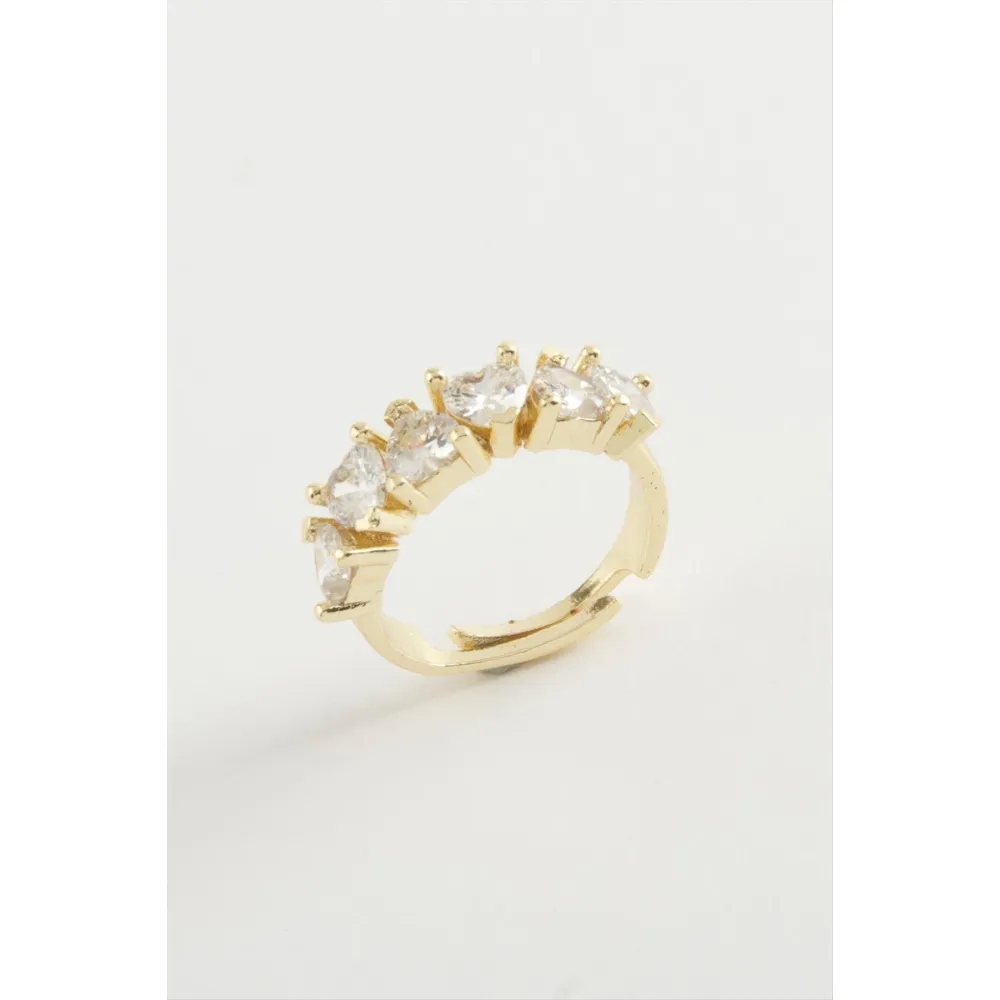 Kalp Zirkon Taşlı Yüzük-Gümüş Rengi