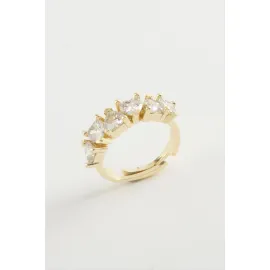 Kalp Zirkon Taşlı Yüzük-Gümüş Rengi