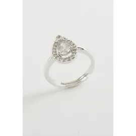 Damla Zirkon Taşlı Yüzük-Sarı