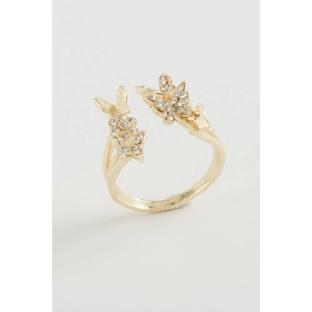 Kelebek Zirkon Taşlı Yüzük-Sarı