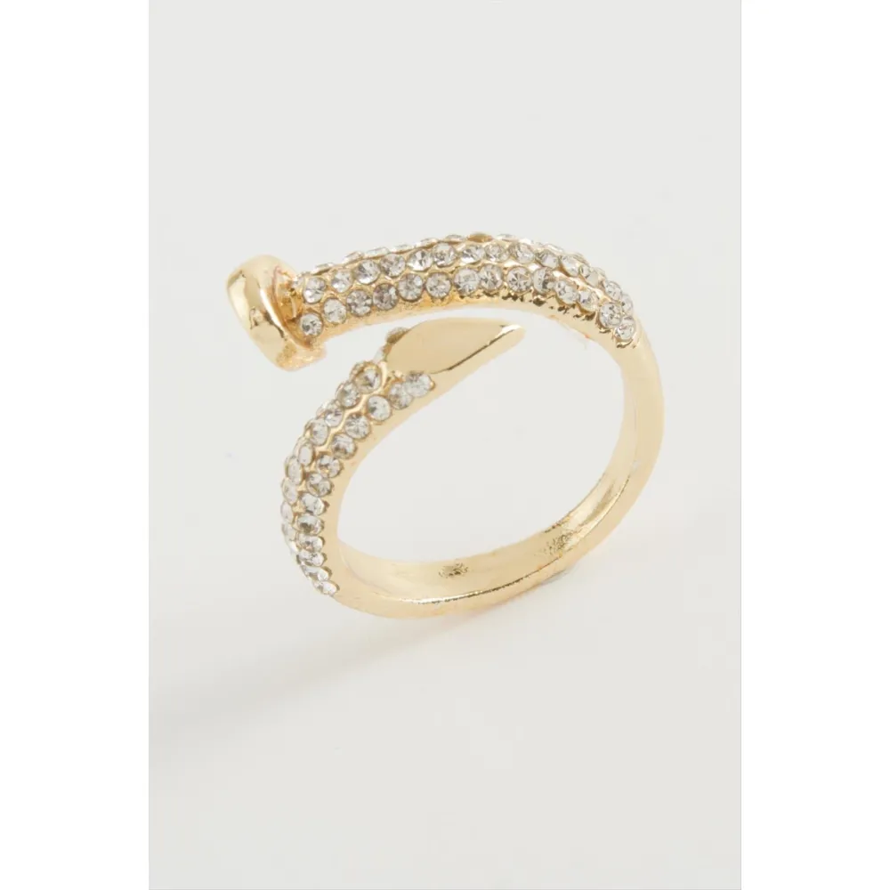 Çivi Zirkon Taşlı Yüzük-Gümüş Rengi