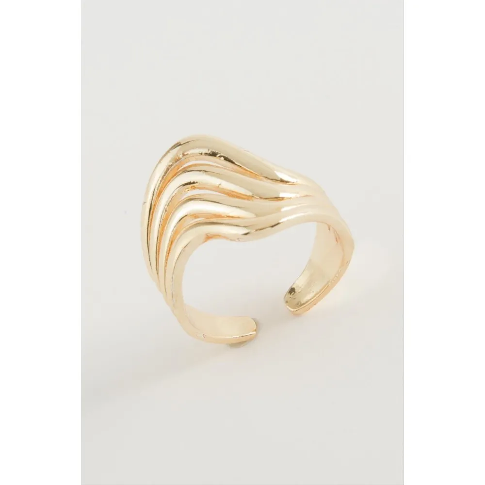 Oval Metal Yüzük-Sarı