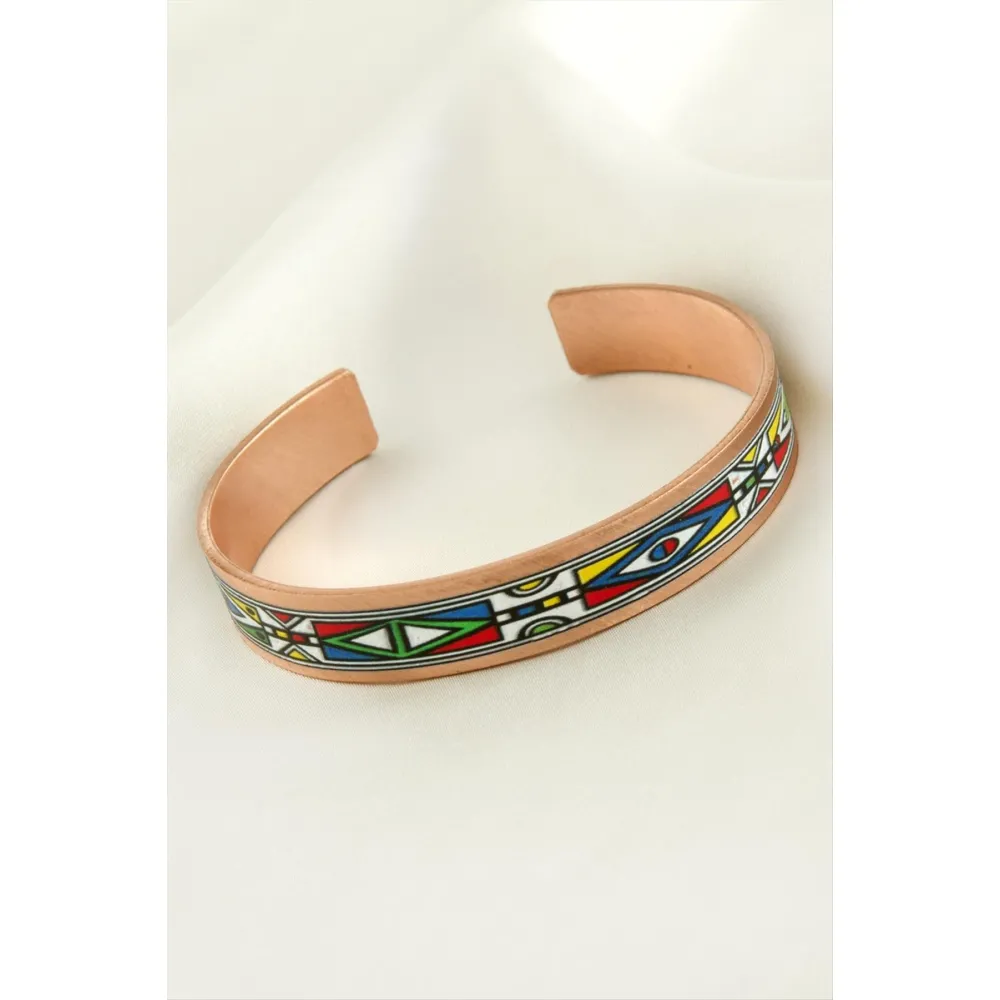 Göz Desenli Bakır Kelepçe Bileklik-Bronz