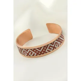 Labirent Kalın Bakır Kelepçe Bileklik-Bronz