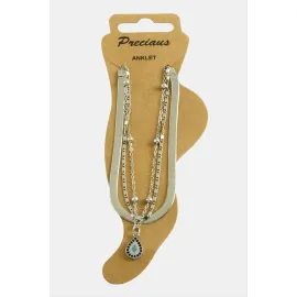 Oval Zirkon Taşlı Lüks Halhal-Sarı