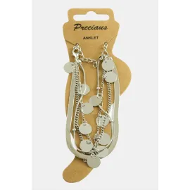 Pullu İtlayan Zincirli Lüks Halhal-Gümüş Rengi