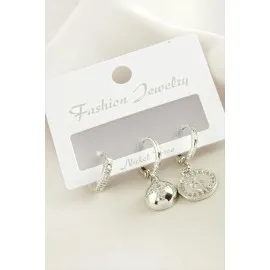 3 Adet Yıldız Zirkon Taşlı Küpe-Gümüş Rengi