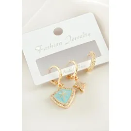 3 Adet Yıldız Zirkon Taşlı Küpe-Sarı