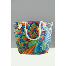 Desenli Plaj Çantası-Renkli