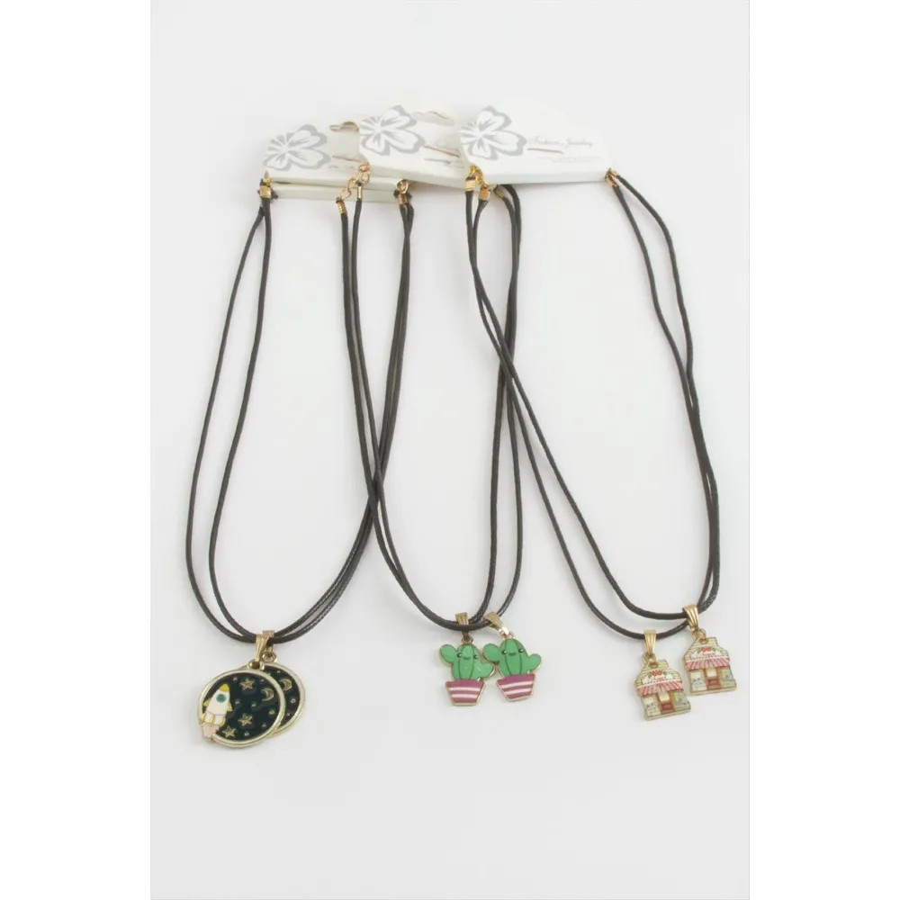 Karışık Arkadaşlık Kolyeleri Çift Kolye-Renkli