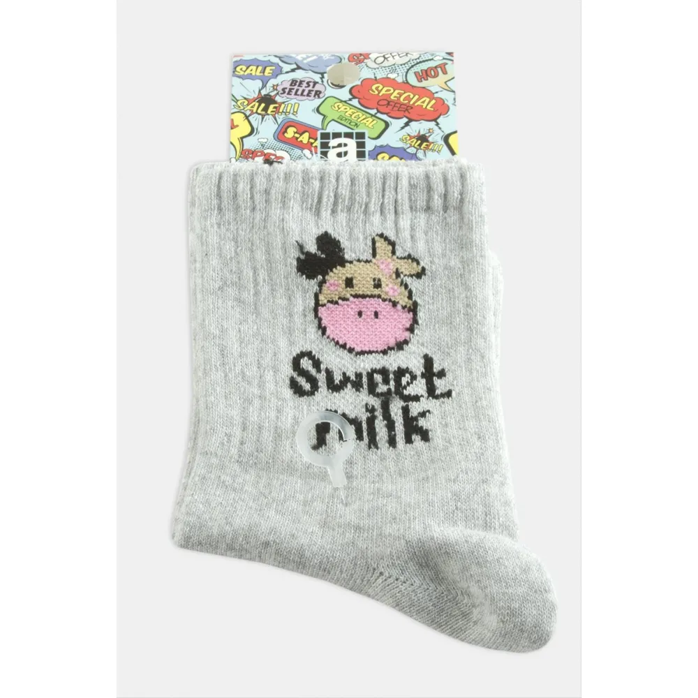 İnek Kolej Çorap 8X28-Gri
