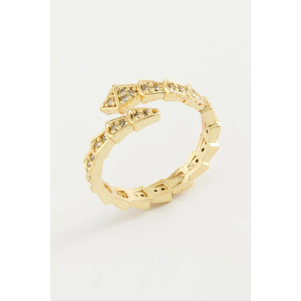 Yılan Zirkon Taşlı Yüzük-Sarı