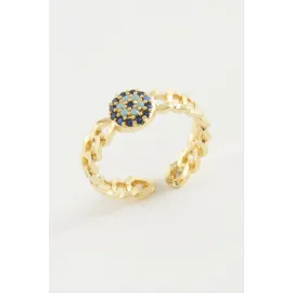 Nazar Zirkon Taşlı Yüzük-Gümüş Rengi