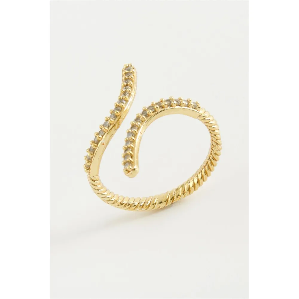 Yılan Zirkon Taşlı Yüzük-Gümüş Rengi