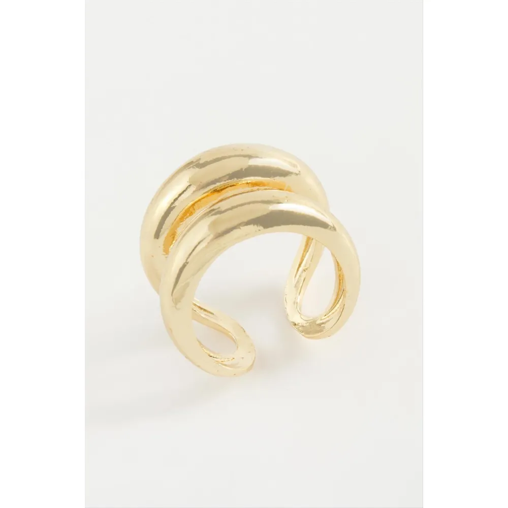 Çift Halka Metal Yüzük-Gümüş Rengi