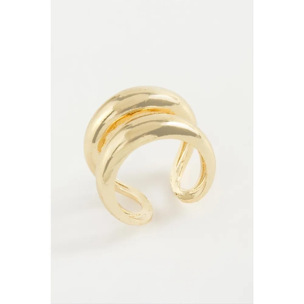 Çift Halka Metal Yüzük-Sarı