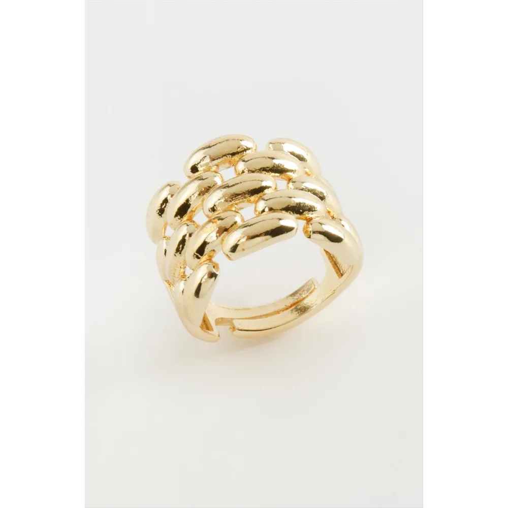 Zincir Şekilli Metal Yüzük-Gümüş Rengi