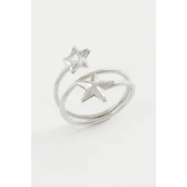 Kalp Yıldız Zirkon Taşlı Yüzük-Sarı