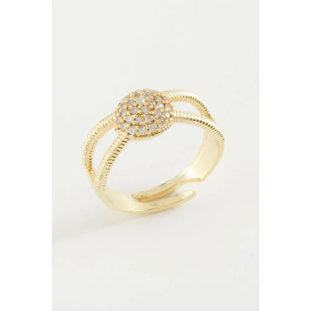 Yuvarlak Taşlı Yüzük-Sarı