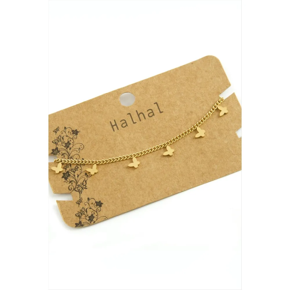 Kelebek Lüks Çelik Halhal-Sarı