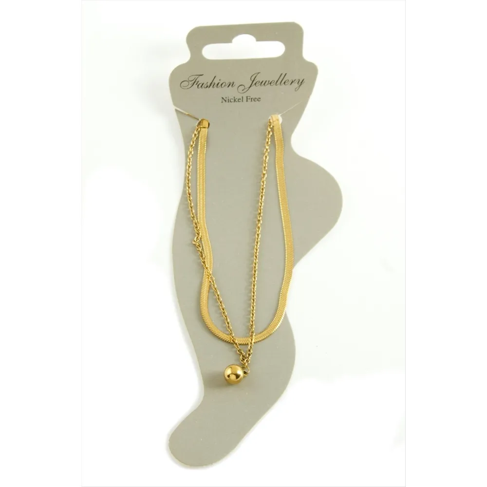 İtalyan Zincirli Lüks Çelik Halhal-Sarı