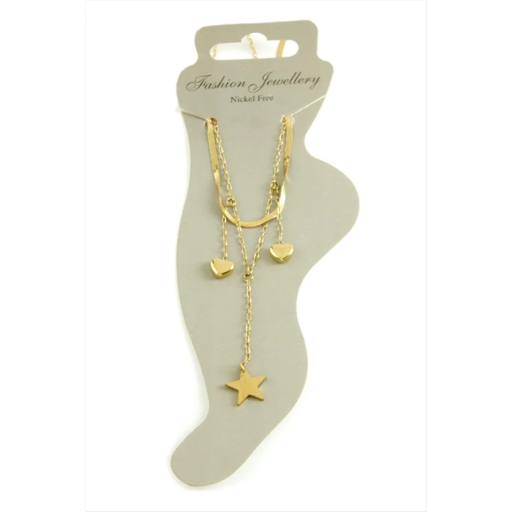 Kalp Lüks Çelik Halhal-Sarı