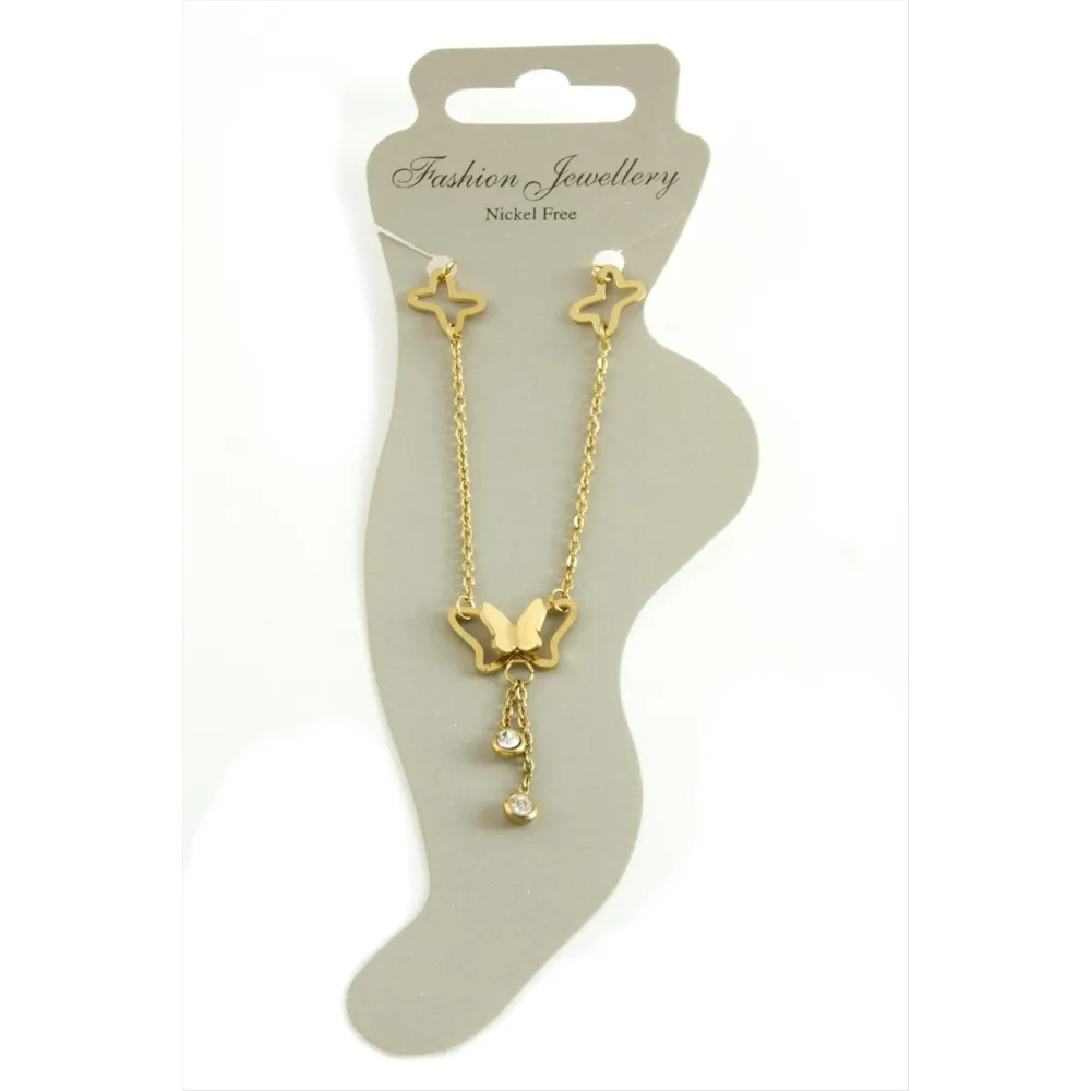 Kelebek Lüks Çelik Halhal-Sarı