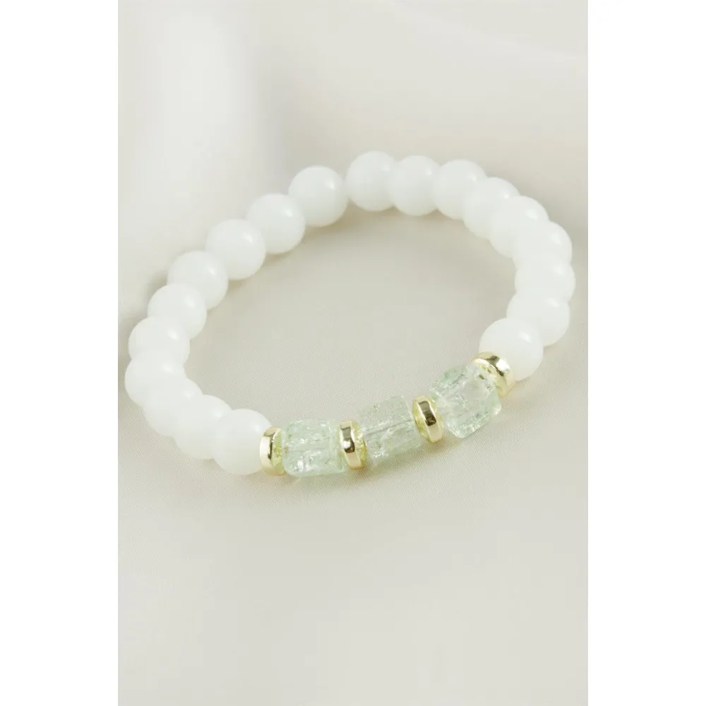 Necef Kuvars Doğaltaş Bileklik-Beyaz