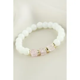 Necef Kuvars Doğaltaş Bileklik-Beyaz