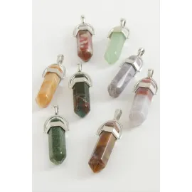 Karışık Akik Point Kolye Ucu-Renkli