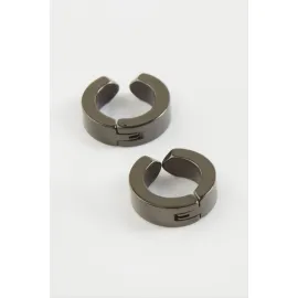 Mıknatıslı Çelik Erkek Küpe Kıstırmalı 2 Adet-Gümüş Rengi