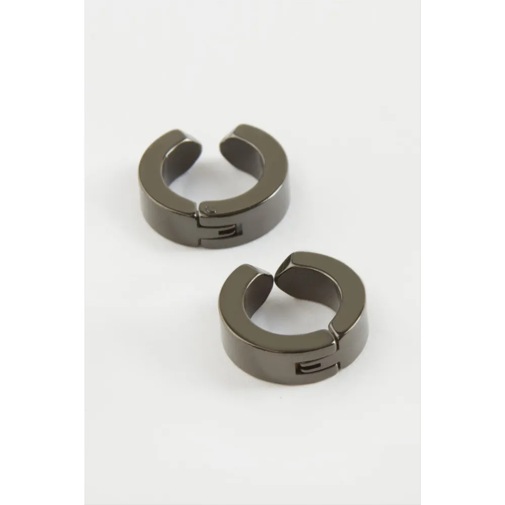 Mıknatıslı Çelik Erkek Küpe Kıstırmalı 2 Adet-Siyah