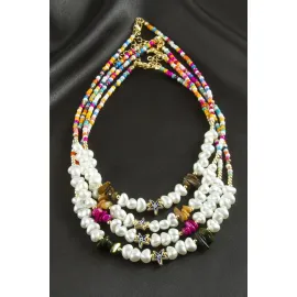 Deniz Yıldızı İnci Kolye-Kahverengi