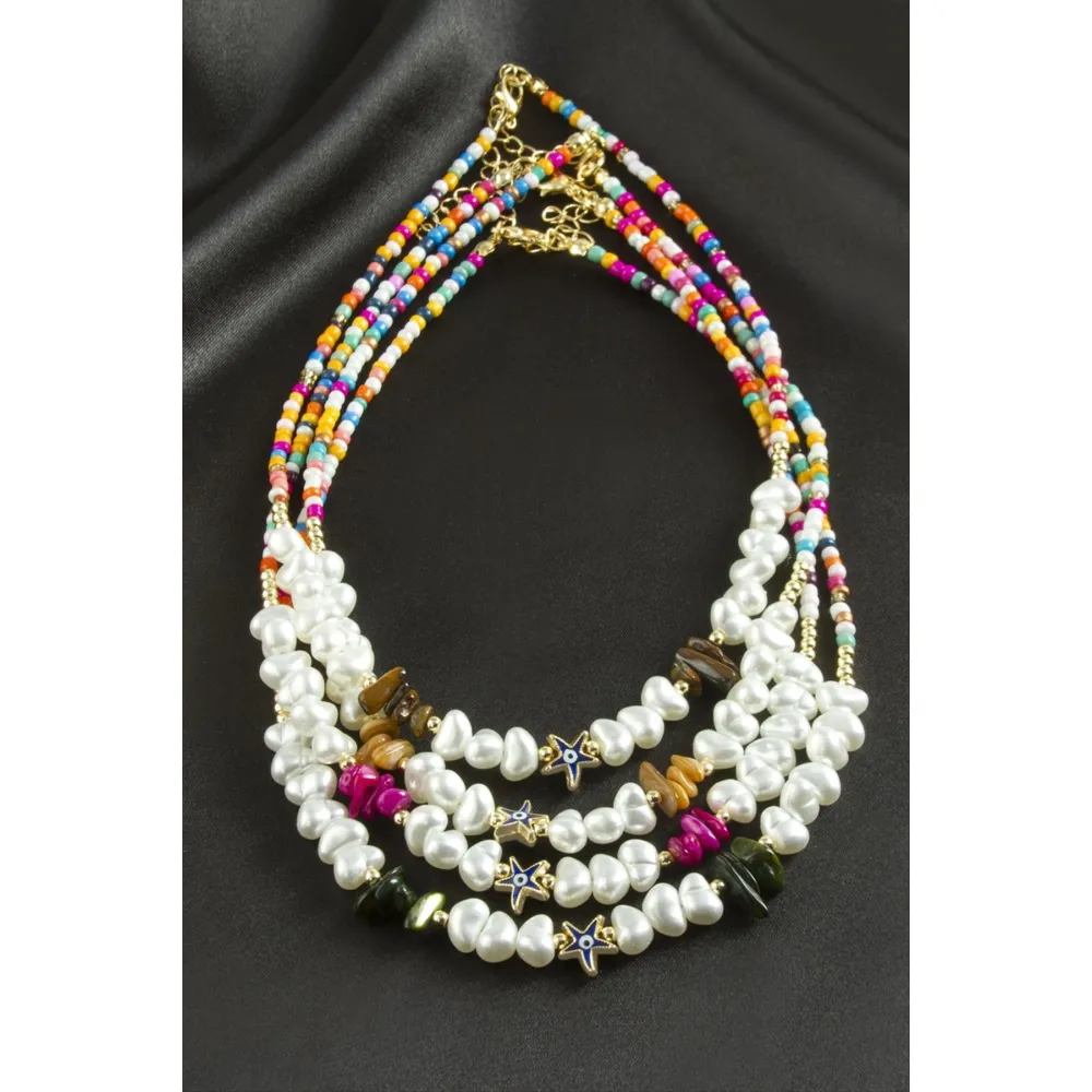 Deniz Yıldızı İnci Kolye-Sarı