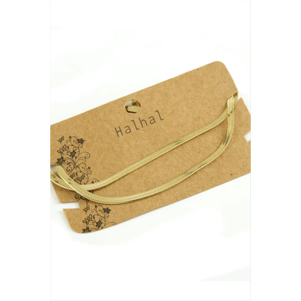 İtalyan Zincirli Lüks Çelik Halhal-Sarı