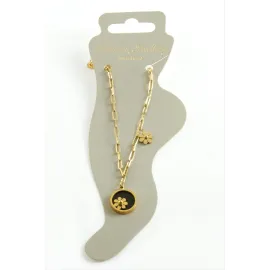 Çiçek Sedef Lüks Çelik Halhal-Sarı