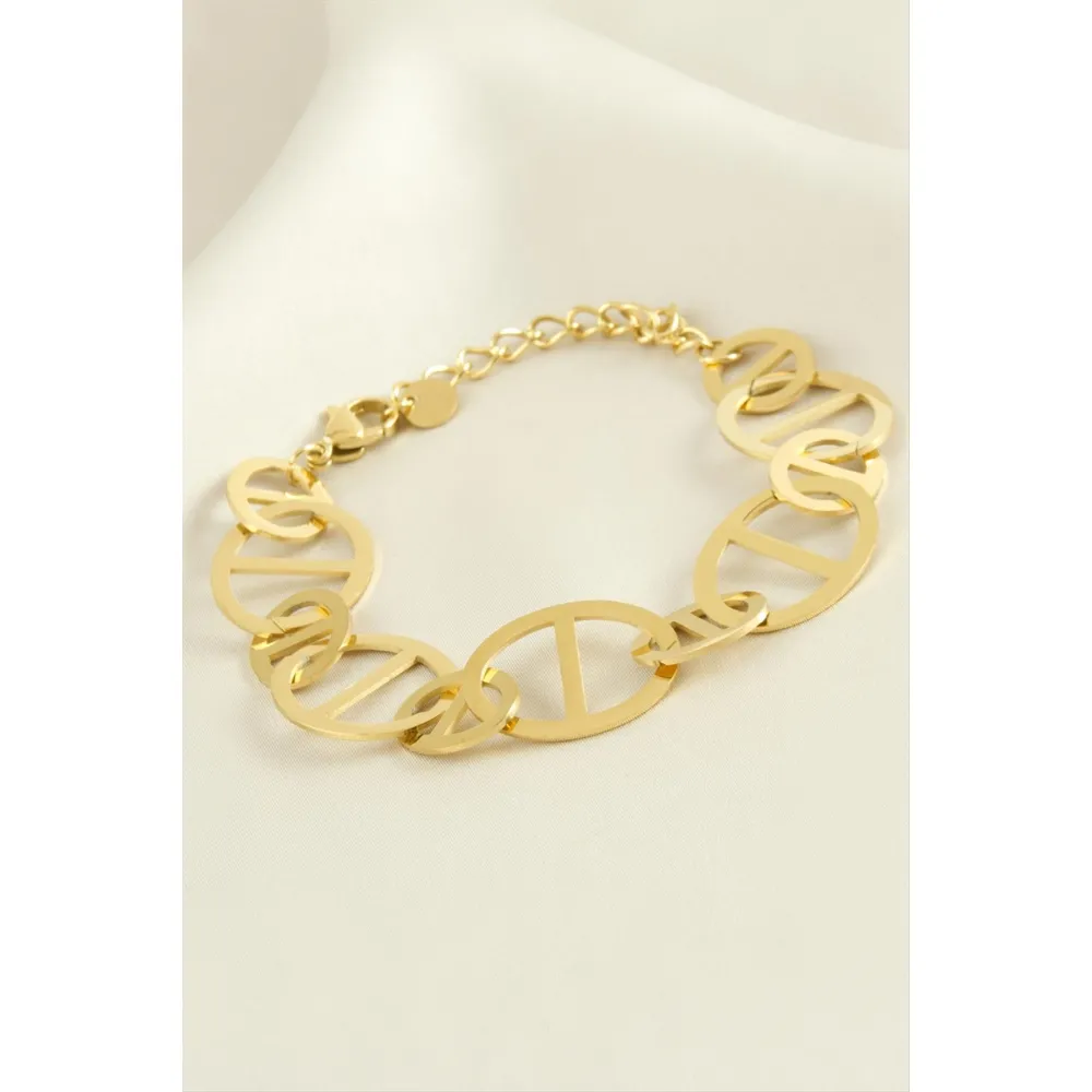 Oval Lüks Çelik Bileklik-Sarı