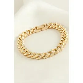 Xuping Düz Zincir Zirkon Taşlı Lüks Çelik Bileklik-Roz