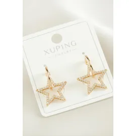 Xuping Yıldız Zirkon Taşlı Lüks Çelik Küpe-Sarı