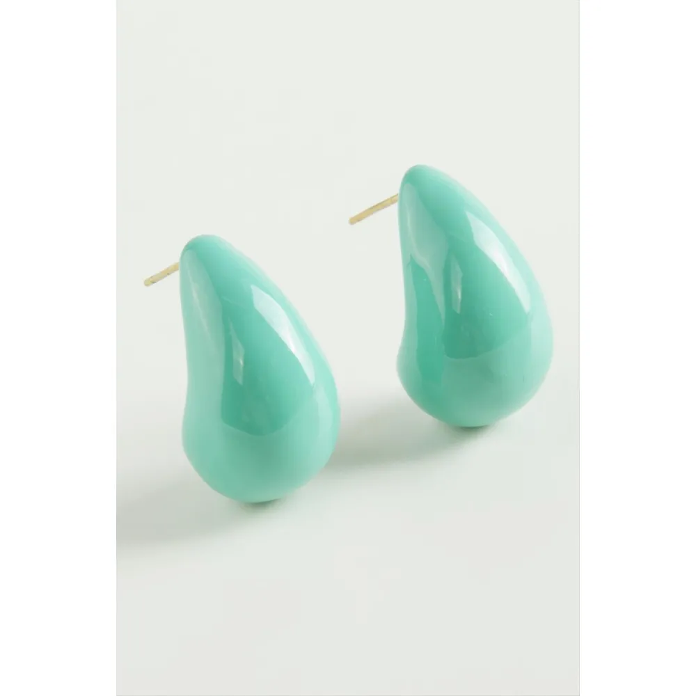 Su Damlası Lüks Çelik Küpe-Siyah