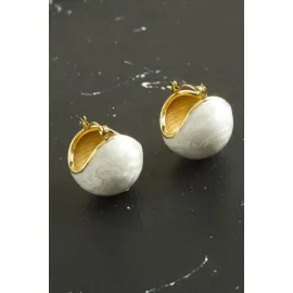 Oval Lüks Çelik Küpe-Mavi