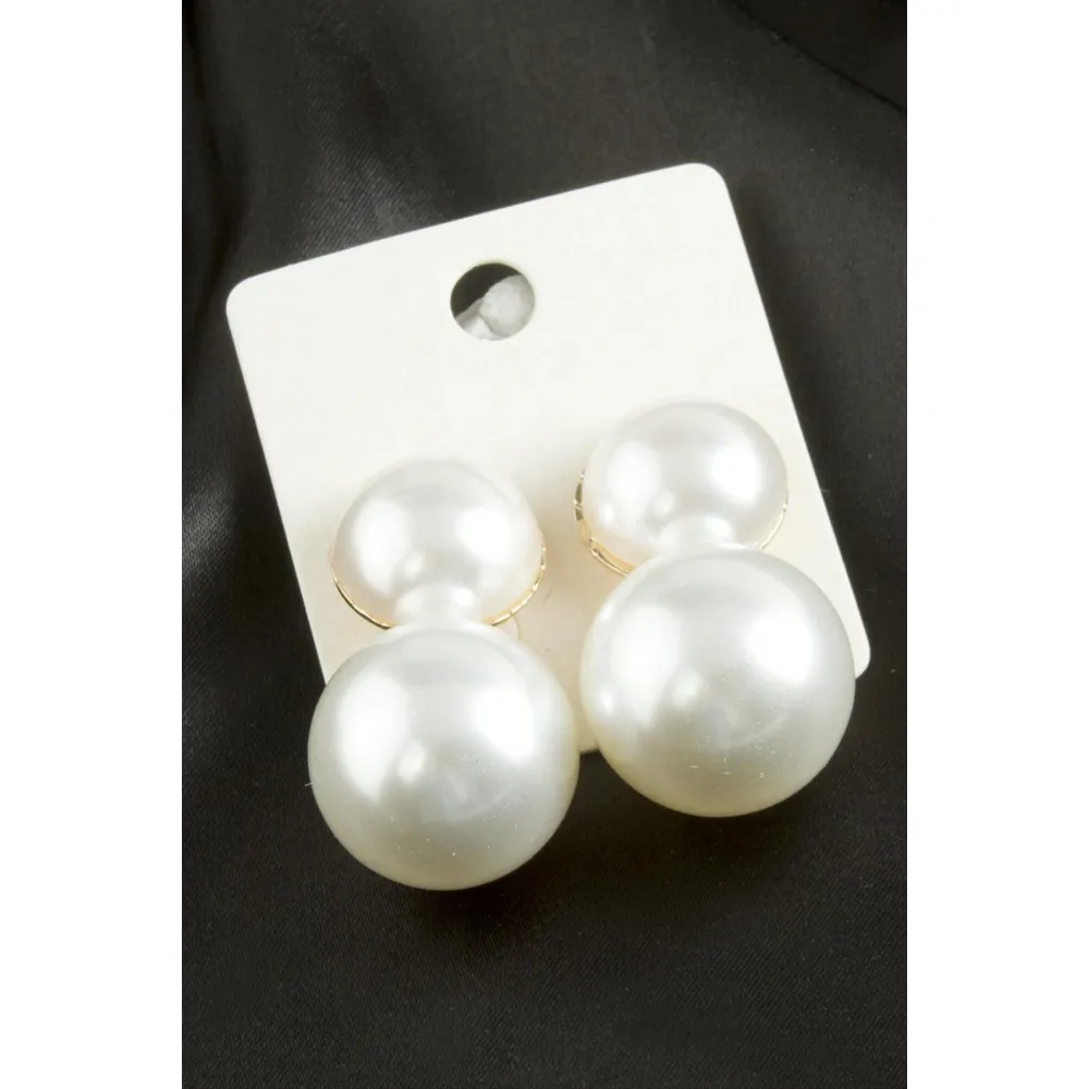 İnci Zr Model Küpe-Beyaz