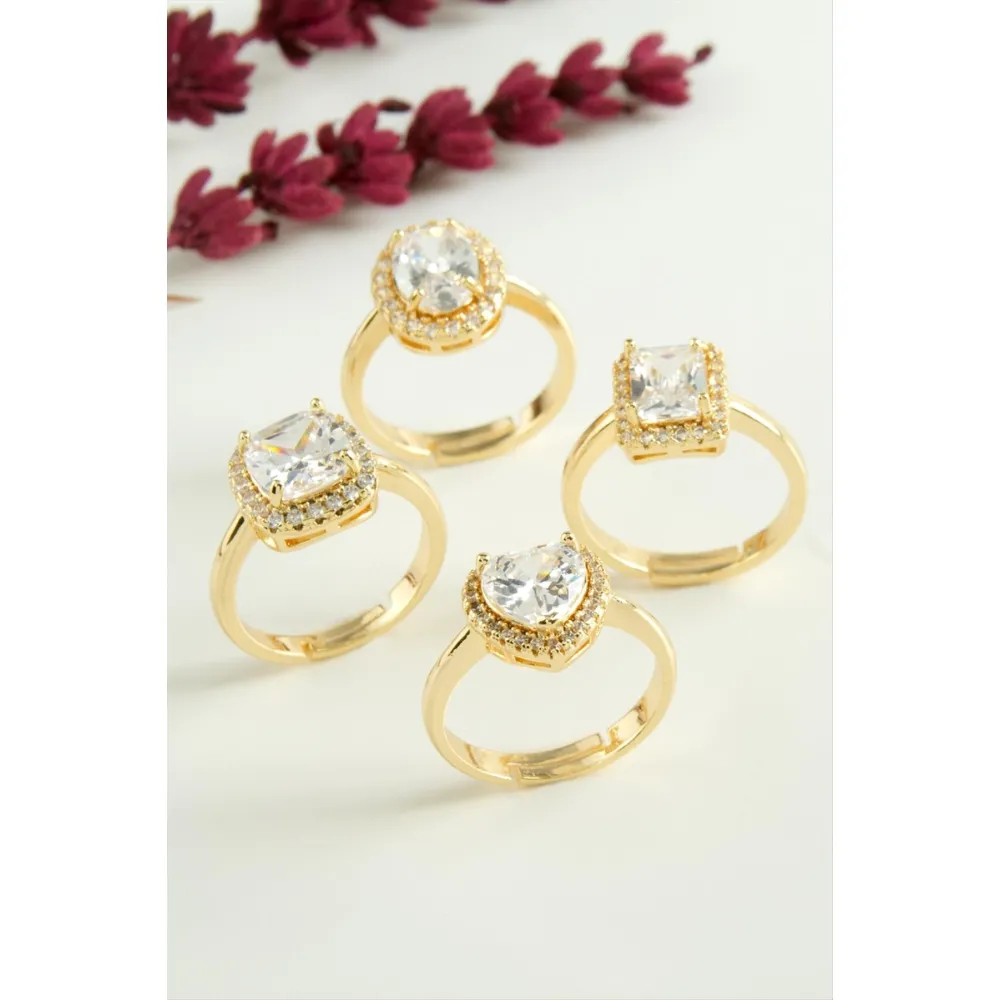 Karışık Lüks Zirkon Taşlı Ciddi İlişki Yüzüğü-Sarı