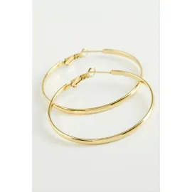 Lüks Çelik Halka Küpe 4,5 cm-Sarı